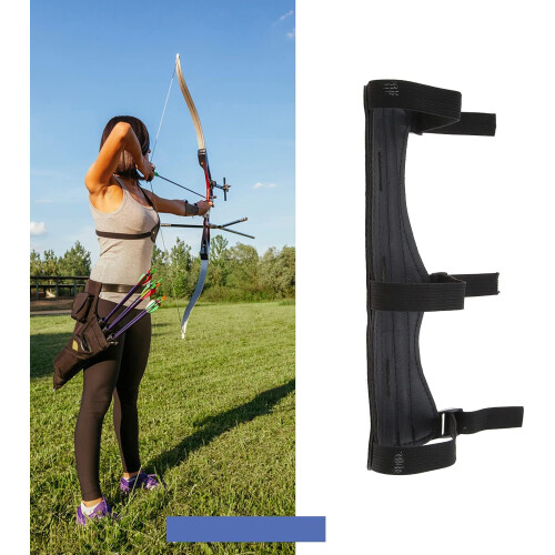 Pack of 2 Archery Arm Guards Black with Adjustable Straps Cowhide Archery Protective Equipment 1