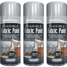 3 x 200ml Silver Fabric Spray Paint Flexible Vinyl Clothes Textile