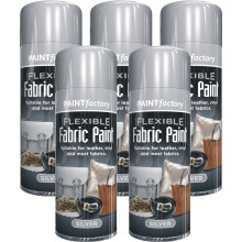 5 x 200ml Silver Fabric Spray Paint Flexible Vinyl Clothes Textile
