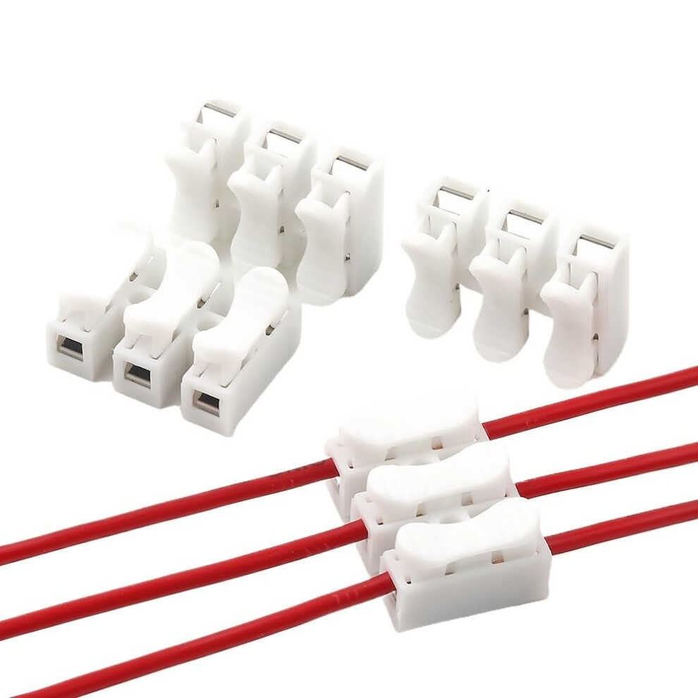10Pcs White No Solding Welding Quick 3P Cable Wire Connector No Screw Terminal Block Spring Clamp 6276012676906