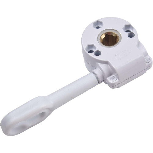 Manual crank awning drive, smooth functionality for shading adjustment outdoors. 2