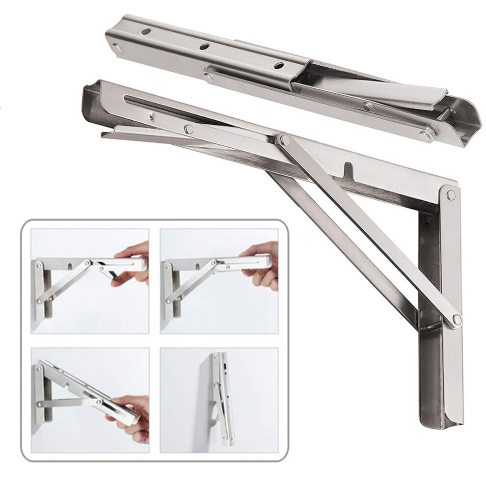 Clt 14'' Folding Shelf Brackets Max. Load 440 Lb, Stainless Steel Diy Wall Mounted 6276012713571