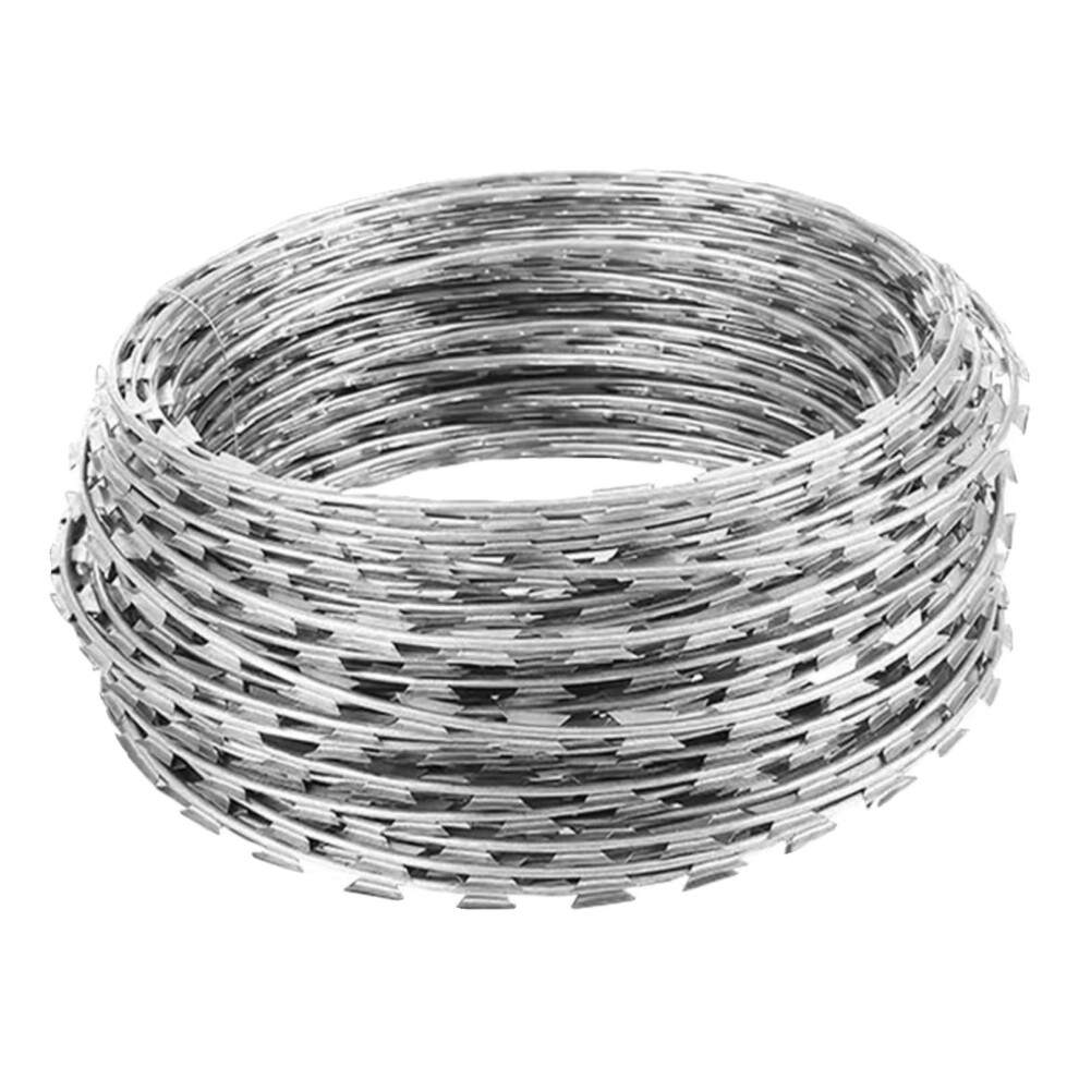 Barbed Wire Razor Wire, Galvanised Barbed Wire Fence (Silver 45Cm/Double Spiral 10M) 6493810995989