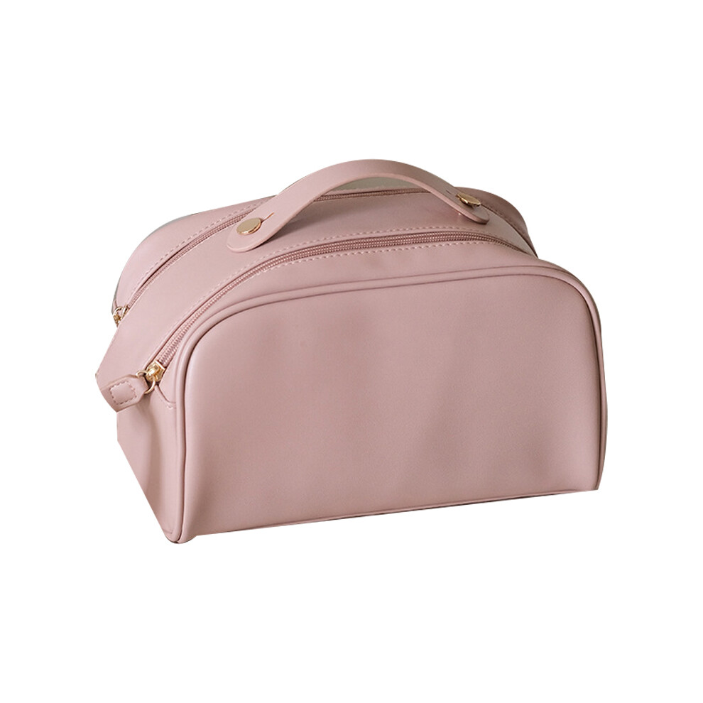 Pink Cosmetic Bag Large Capacity Makeup Bag Double