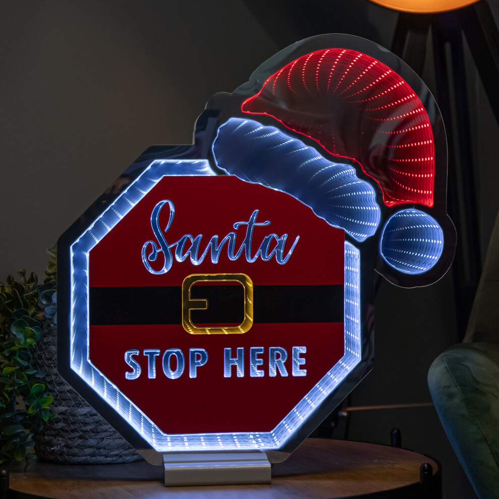 Samuel Alexander Santa Stop Here Infinity Light Halloween Decoration 40cm Red White LED Indoor Christmas Sign - Image 6