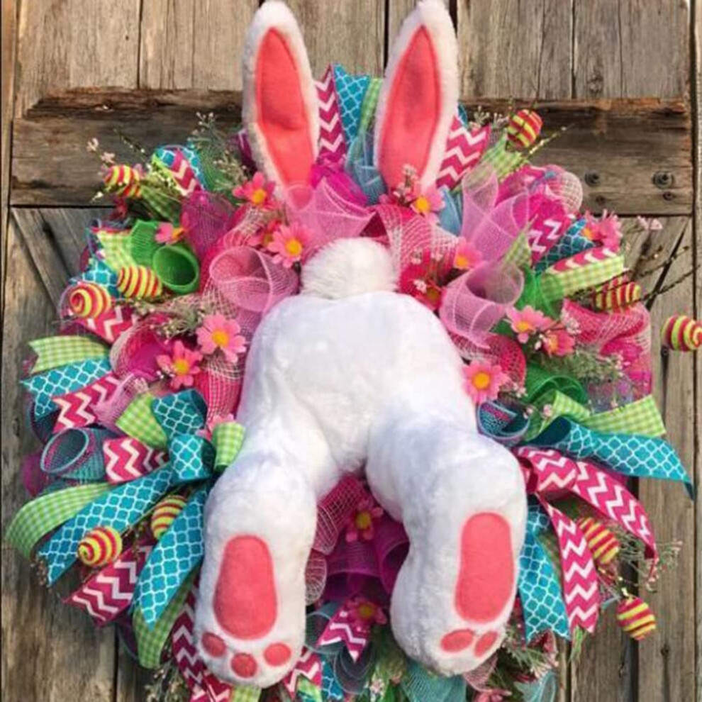 Easter Bunny Wreaths for Front Door,   Bunny Door Ornament Rabbit Garland Wreath, Upgrade Handmade Easter Rabbit Butt Wreath Decorations-image-OPC-PHZSSKP-NEW