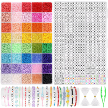 12000pcs 3mm Seed Beads with 960pcs Letter Beads Number Beads, 40 Colors Glass Beads for Jewelry Making, Friendship Bracelet Making Kit