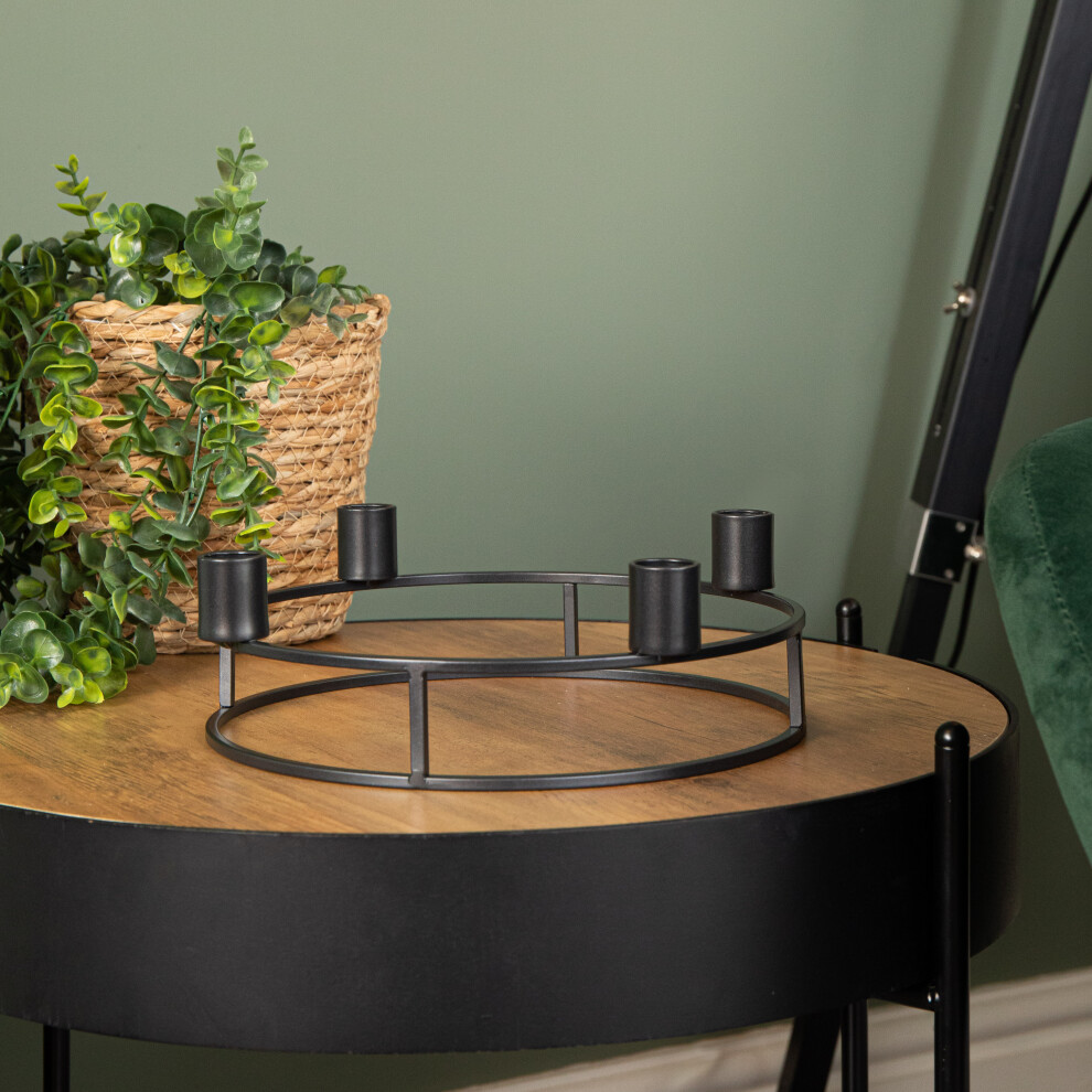 Premier 25Cm Metal Taper Candle Ring Holder Black