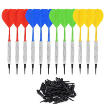 Darts with soft tip, 12piece set with 100 tips for children and adults