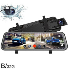 (With 32G memory card)10" Car Dash Camera Front and Rear View Mirror Reverse Camera DVR HD Dual Len