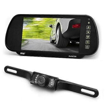 Kit de cámara con monitor de espejo retrovisor con cámara de marcha atrás impermeable IP68 y monitor