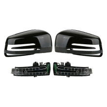 Car Door Mirror Cover with LED Turn Signals for C E S Class W204 X204 W212 W221 C300 C218 2007-2013