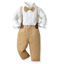 Boys 2 Piece Cotton Overalls Suit Khaki 120cm