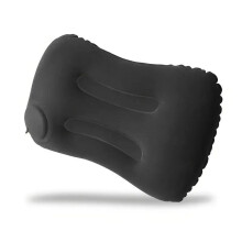 (Black) Inflatable Beach Mat & Camping Pillow - Coral Fleece Fabric, No-Fill Design, Portable Travel Neck Pillow for Beach, Office, Home Use