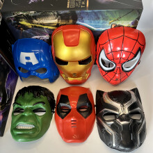 (Marvel Mask Set) 6pcs Marvel Spider-Man Headgear Mask, Hulk, Iron for Man, Captain America Costume Mask, Cool Eye Design, PVC Material, Gift for Friends