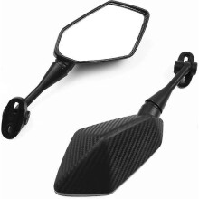 Motorrad Seitenspiegel passend für verschiedene Modelle, Carbon Optik Schwarz, Rückspiegel für Motorräder