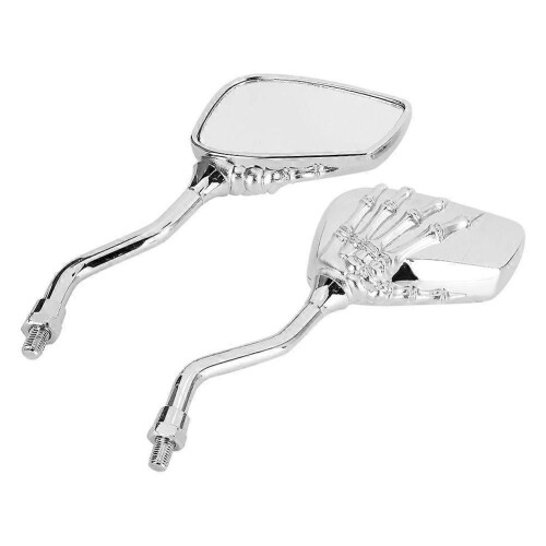 motorcycle rearview mirrors 8mm 10mm thread skeleton skull handlebar reflector 2