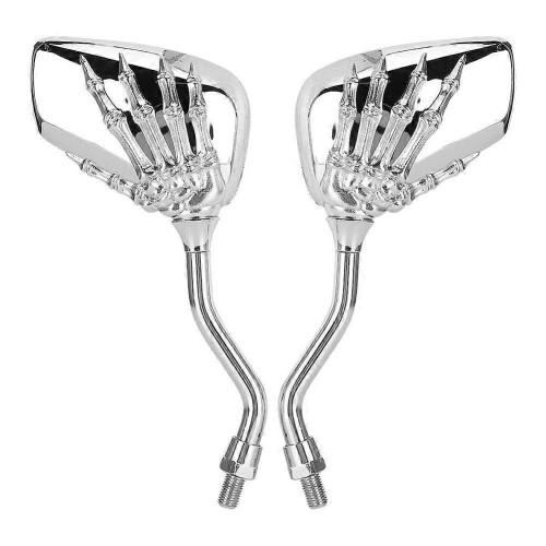 motorcycle rearview mirrors 8mm 10mm thread skeleton skull handlebar reflector 1