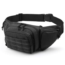 Tactical Fanny Pack Gun Holster for Men, Adjustable Waist Bag Zippered Pockets, Everyday Hip Pouch for Workout Travel Outdoor Running Hunting (Black)