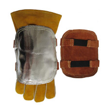 Welding Hand Pad, Reflective Aluminized Back Heat Shield, Split Cowhide Leather
