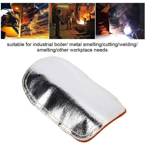 Welding Hand Pad, Reflective Aluminized Back Heat Shield, Split Cowhide Leather 2