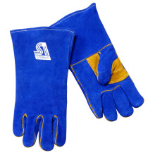 2519B-M Welding Gloves, Blue B-Series, Side Split Cowhide, Foam Lined Back, Medium