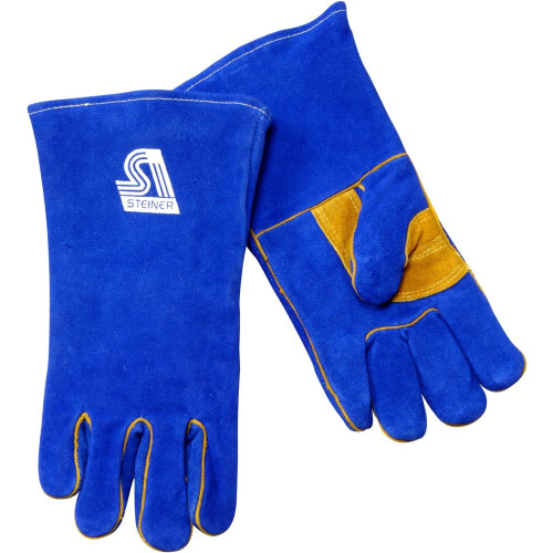 2519B-M Welding Gloves, Blue B-Series, Side Split Cowhide, Foam Lined Back, Medium 1