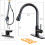 Matte Black Brass One-Handle High Arc Pulldown Kitchen Faucet - Easy to Install, Leak-Proof 4