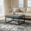 Living And Home (Grey) Square Linen Footstool with Metal Frame 3