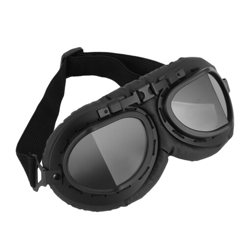 Casco de moto retro gris con gafas de piloto 2