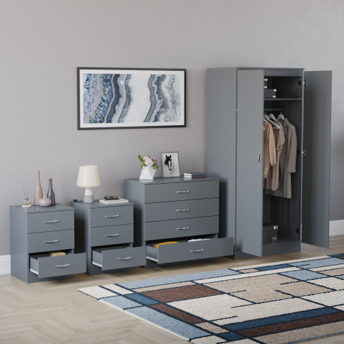 Vida Designs (Grey) Riano 4 Piece Bedroom Set 23 1