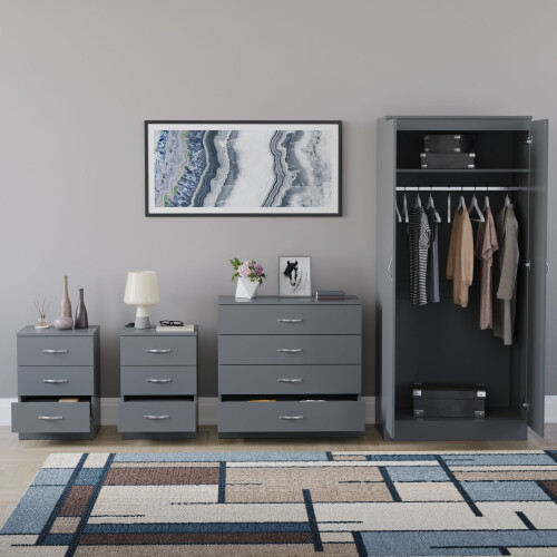 Vida Designs (Grey) Riano 4 Piece Bedroom Set 23 2