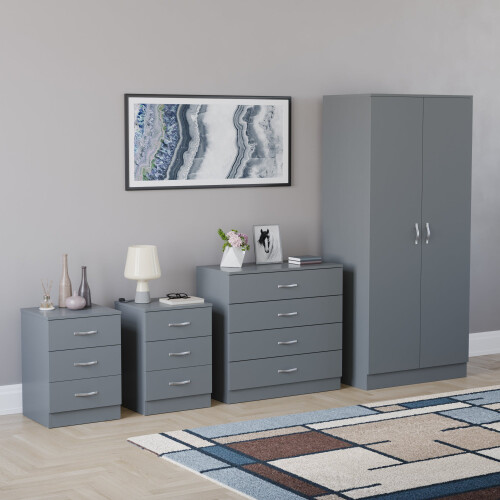 Vida Designs (Grey) Riano 4 Piece Bedroom Set 23