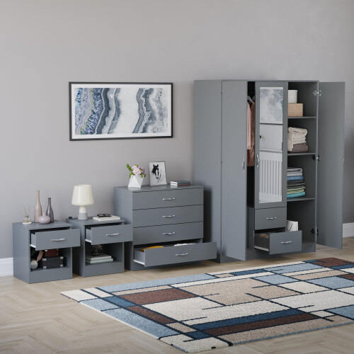 Vida Designs (Grey) Riano 4 Piece Bedroom Set 13 1