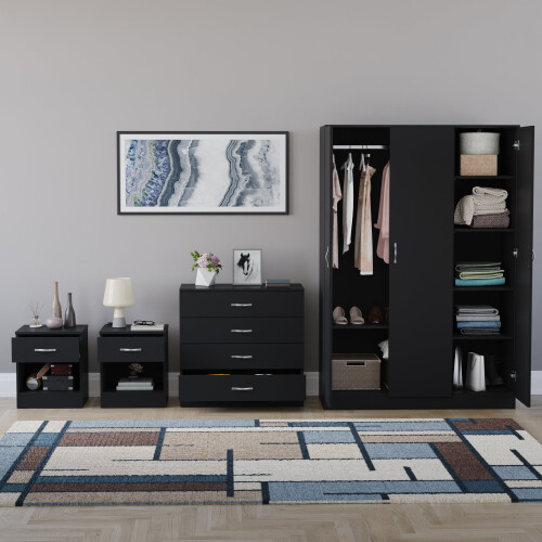 Vida Designs (Black) Riano 4 Piece Bedroom Set 7 2