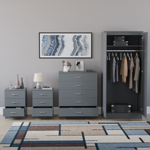 Vida Designs (Grey) Riano 4 Piece Bedroom Set 24 2
