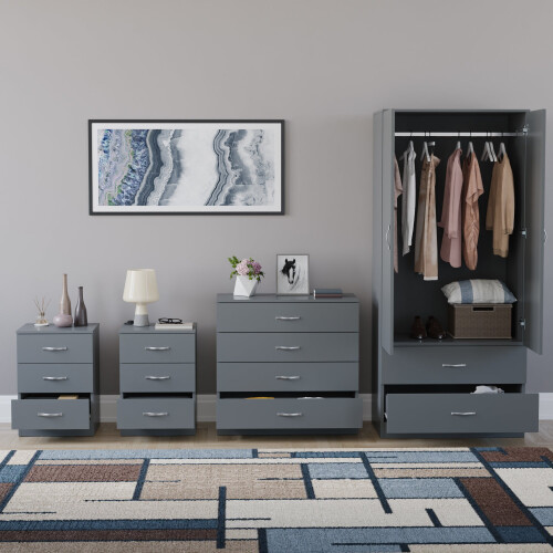 Vida Designs (Grey) Riano 4 Piece Bedroom Set 6 2
