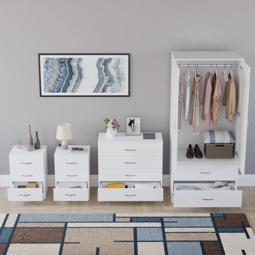Vida Designs (White) Riano 4 Piece Bedroom Set 5 2