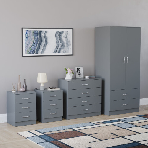 Vida Designs (Grey) Riano 4 Piece Bedroom Set 5