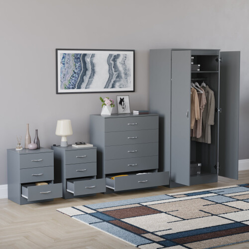 Vida Designs (Grey) Riano 4 Piece Bedroom Set 24 1