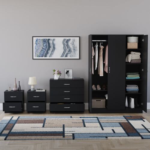 Vida Designs (Black) Riano 4 Piece Bedroom Set 9 2