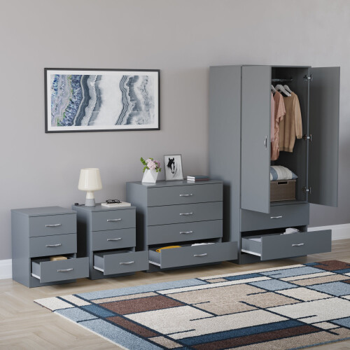 Vida Designs (Grey) Riano 4 Piece Bedroom Set 5 1
