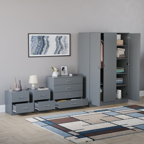 Vida Designs (Grey) Riano 4 Piece Bedroom Set 9 1