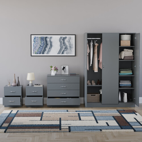 Vida Designs (Grey) Riano 4 Piece Bedroom Set 9 2