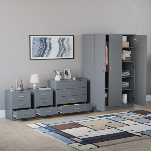 Vida Designs (Grey) Riano 4 Piece Bedroom Set 11 1