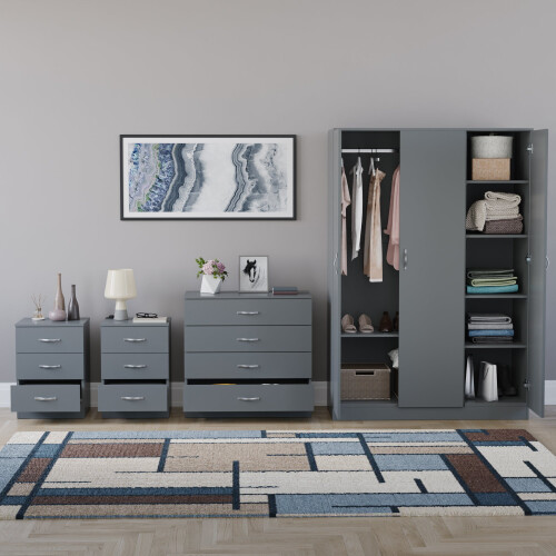 Vida Designs (Grey) Riano 4 Piece Bedroom Set 11 2