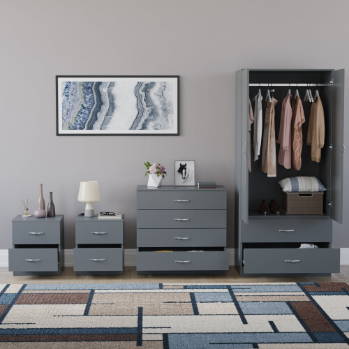 Vida Designs (Grey) Riano 4 Piece Bedroom Set 3 2