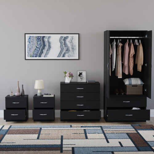 Vida Designs (Black) Riano 4 Piece Bedroom Set 3 2
