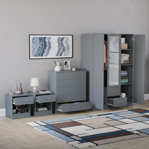 Vida Designs (Grey) Riano 4 Piece Bedroom Set 14 1