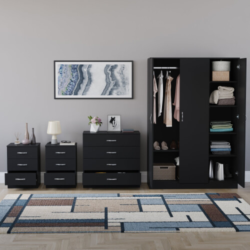 Vida Designs (Black) Riano 4 Piece Bedroom Set 11 2
